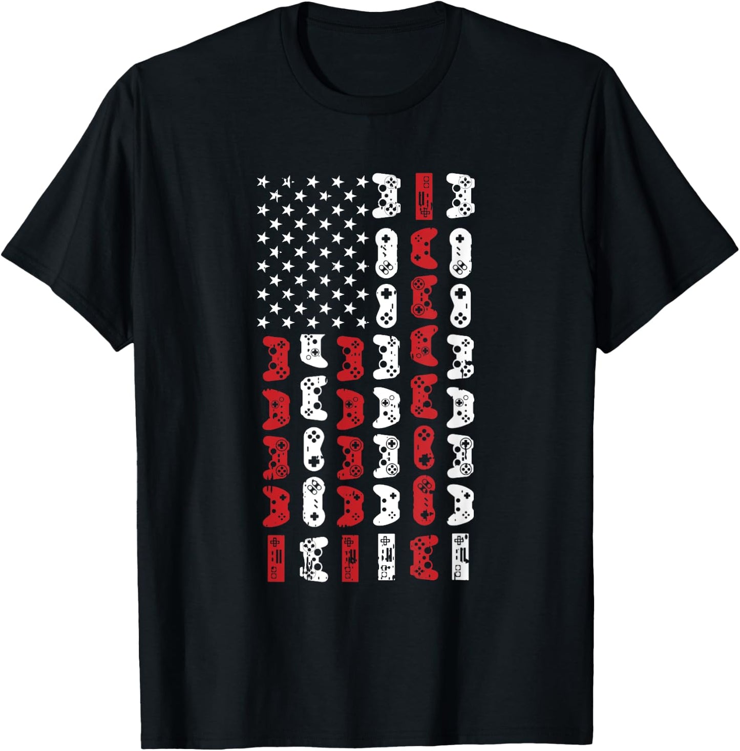 Game Controller 4th Of July Cool USA Flag Patriotic Gamer T-Shirt - T-Shirt | Black
