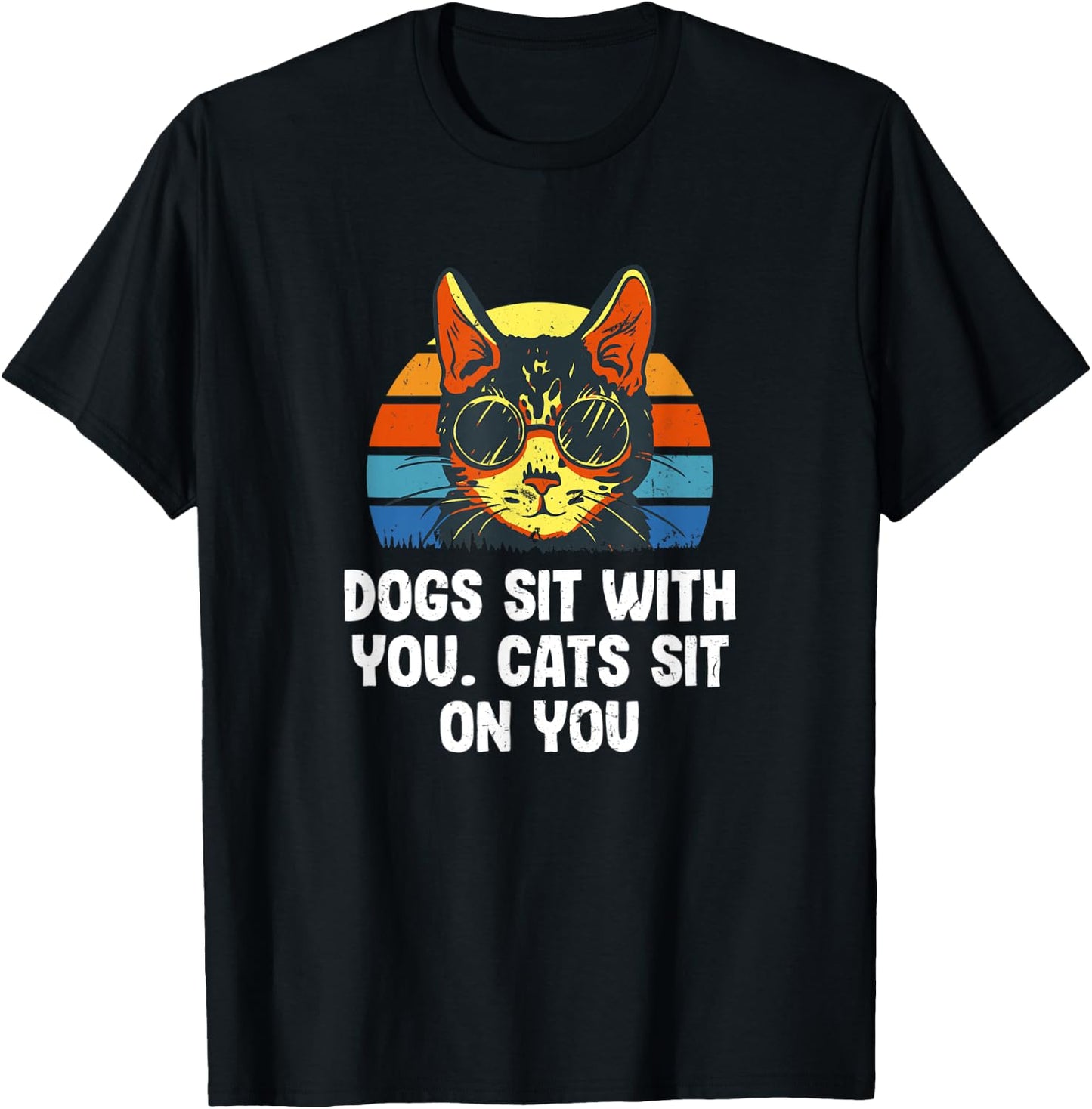 Cats Sit on You Cat Lover Couples Kitten Lovers Sayings T-Shirt - T-Shirt | Black