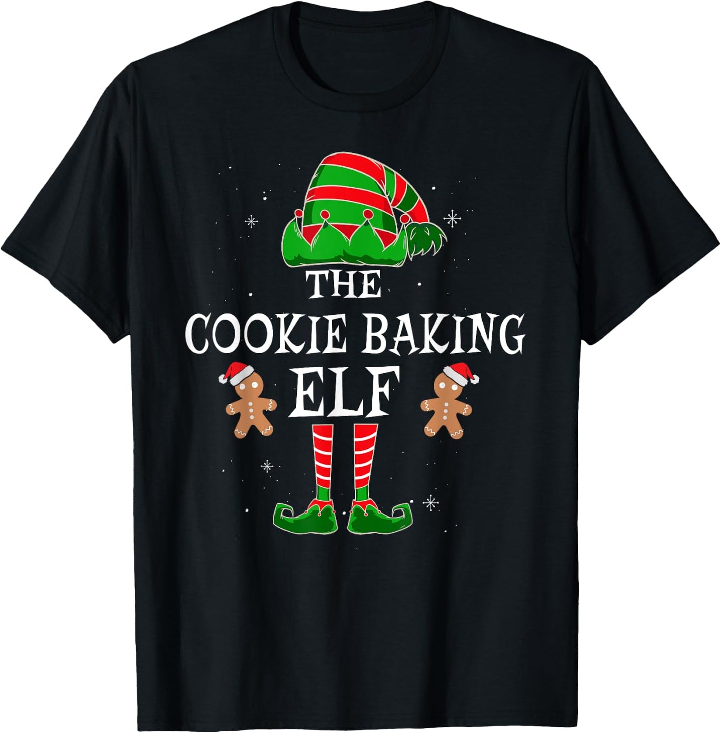 The Cookie Baking Elf Group Matching Family Christmas Funny T-Shirt - T-Shirt | Black