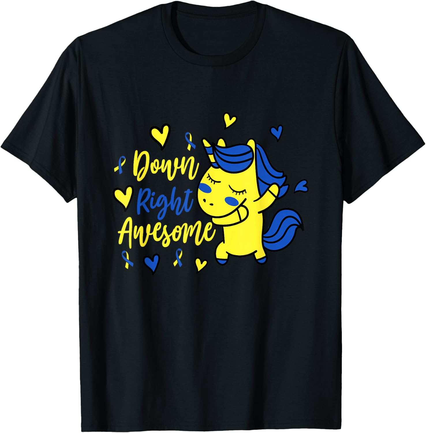 Down Right Awesome Unicorn Shirt Girls Down Syndrome Day T-Shirt - T-Shirt | Black