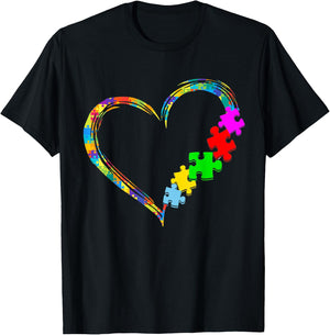Autism Awareness Ribbon Love Puzzle Piece Teacher Costume Men Women Kids T-Shirt - T-Shirt | Black