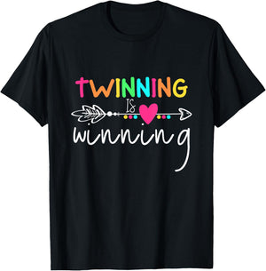 Twin Spirit Week Kid Arrow Teacher Squad Twinning is Winning T-Shirt - T-Shirt | Black