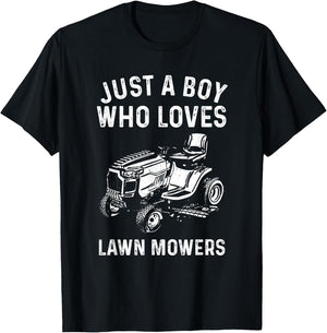 Cool Lawn Mower Design For Boys Kids Men Lawn Mowing Lovers T-Shirt - T-Shirt | Black