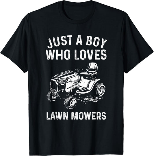 Cool Lawn Mower Design For Boys Kids Men Lawn Mowing Lovers T-Shirt - T-Shirt | Black