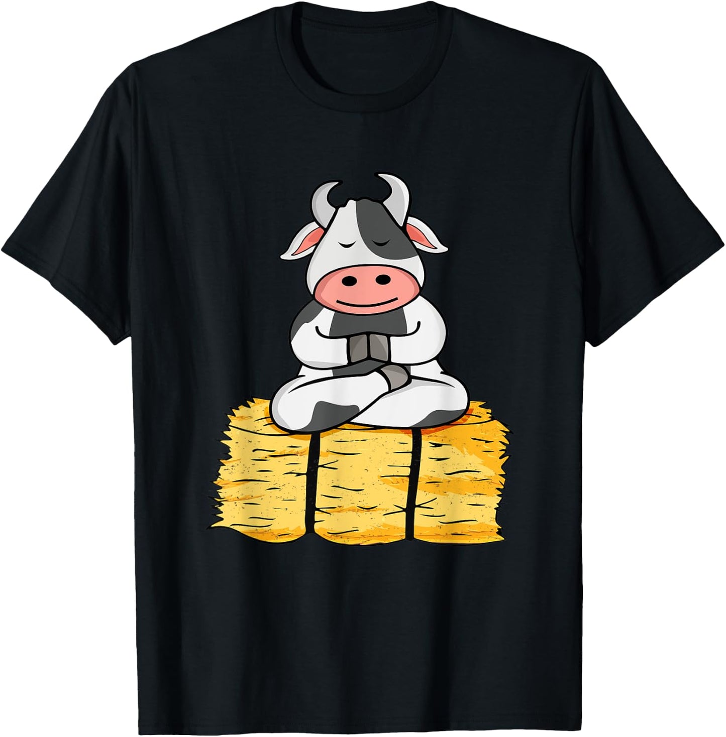 Meditating Cow Lover Yoga Lover Women Meditation T-Shirt - T-Shirt | Black