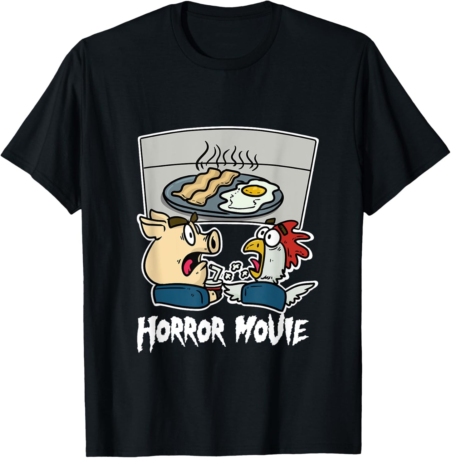 Pig Chicken Horror Film Cinema Horror Film Night Farmers T-Shirt - T-Shirt | Black