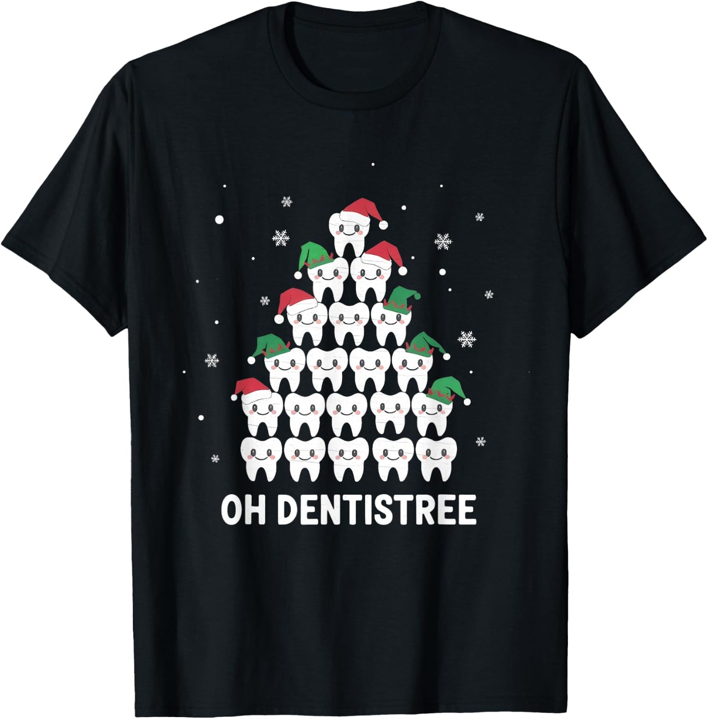 Dentist Tree Funny Dental Christmas Teeth Cute Xmas Dentist T-Shirt - T-Shirt | Black