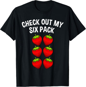 Cute Check Out My Six Pack Art Strawberry Lover Men Women T-Shirt - T-Shirt | Black