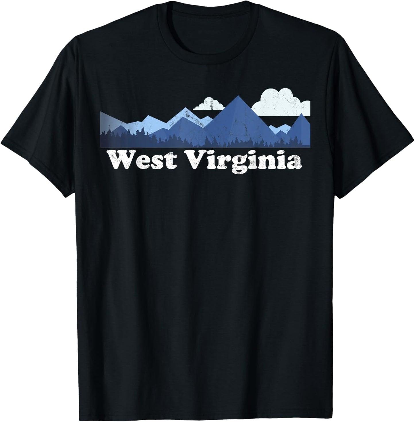 Cute West Virginia Allegheny Mountains WV Retro T-Shirt - T-Shirt | Black