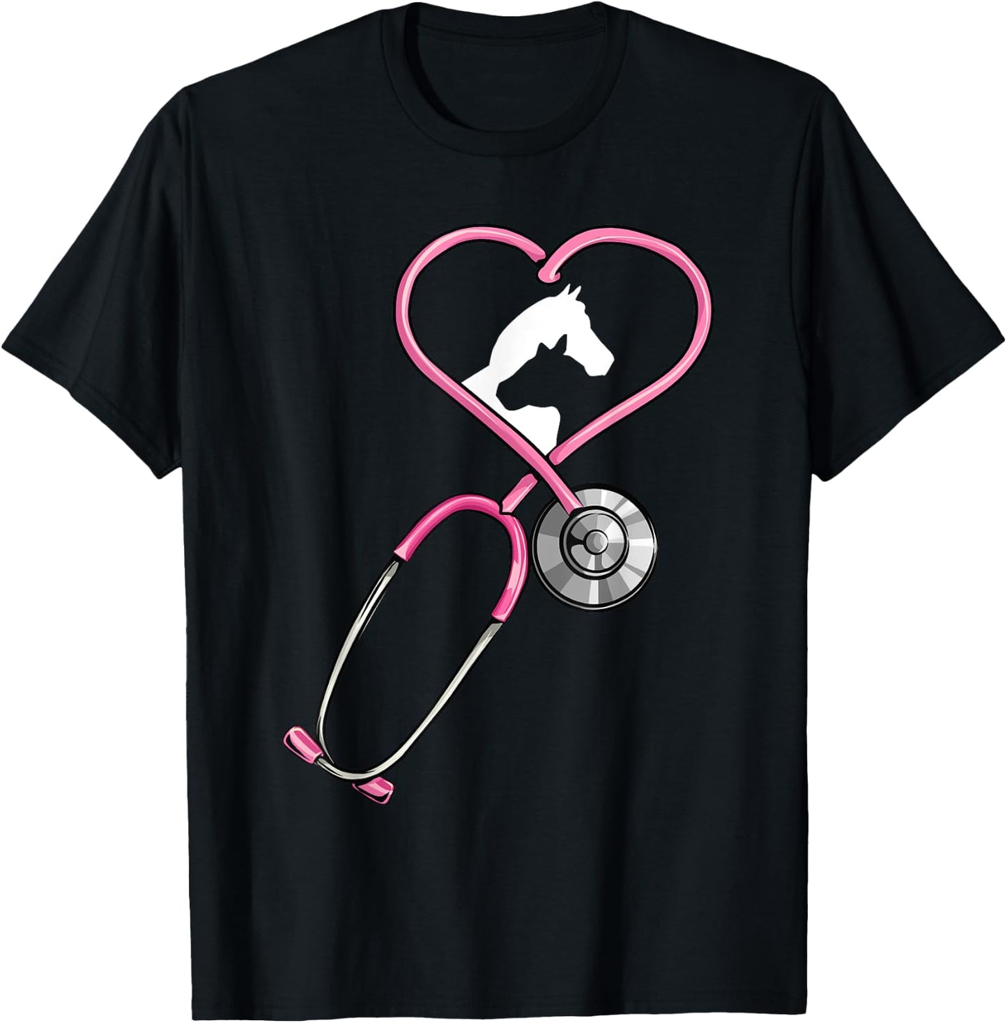 Veterinarian Stethoscope Heart of Horse and Cow Vet Women T-Shirt - T-Shirt | Black