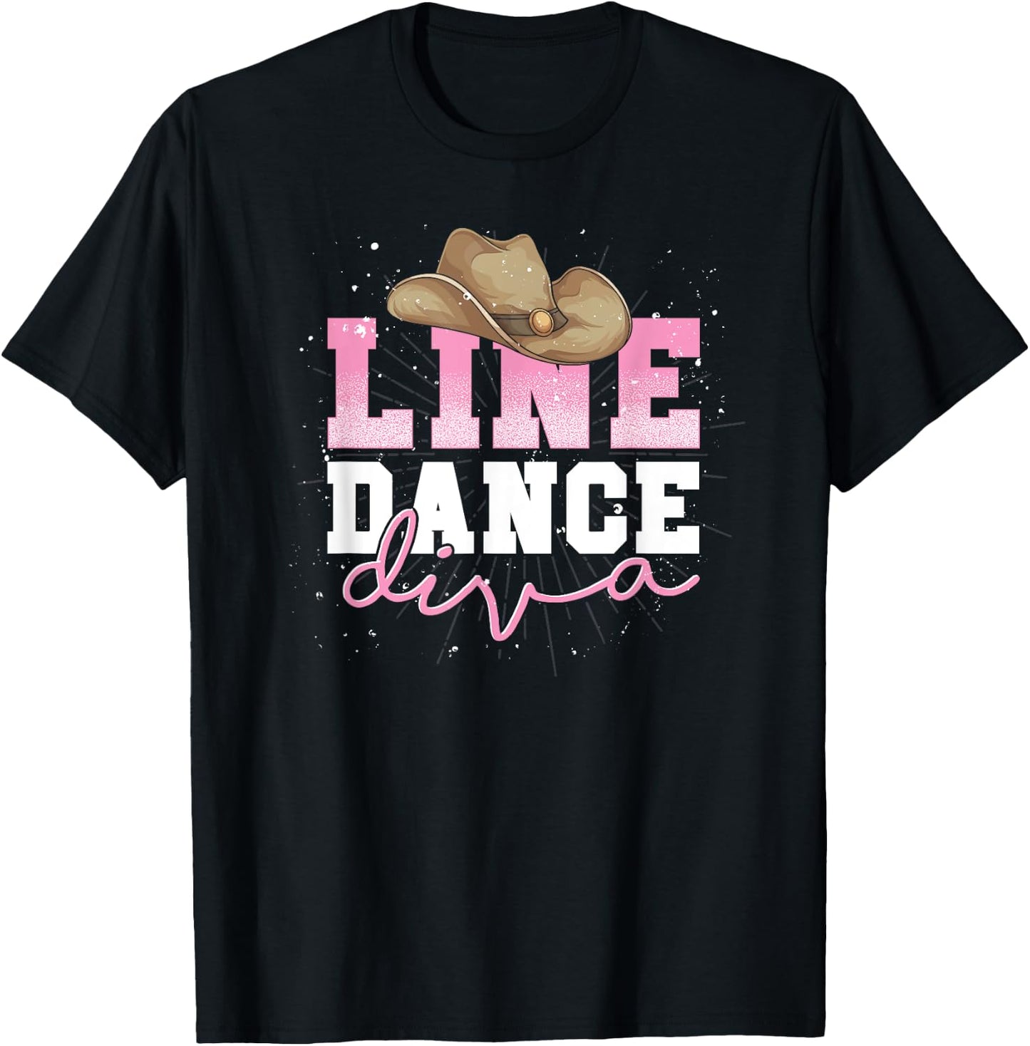 Line Dancer Girl Line Dance Diva Women Cowboy Hat Line Dance T-Shirt - T-Shirt | Black
