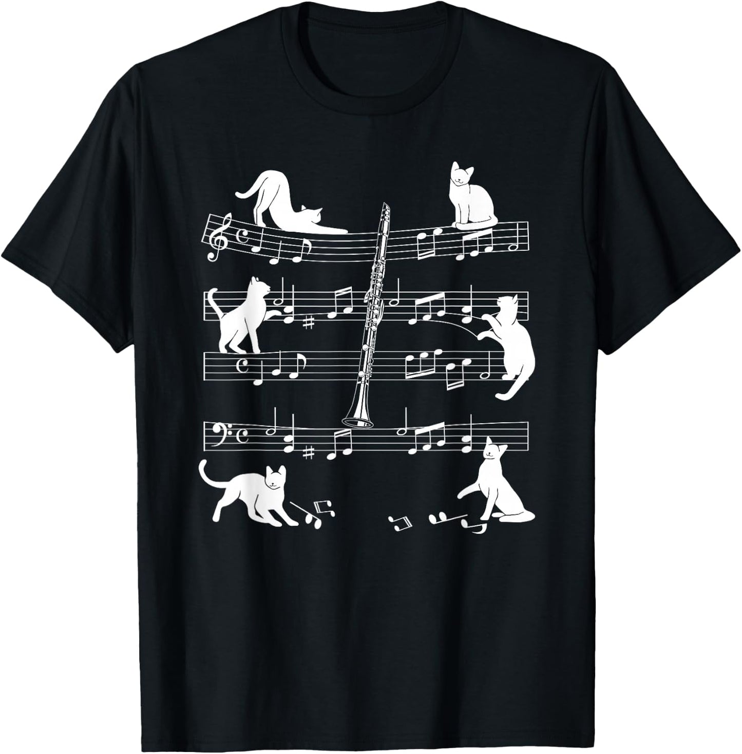 Clarinetist Cats for Cat Loving Clarinet Player T-Shirt - T-Shirt | Black