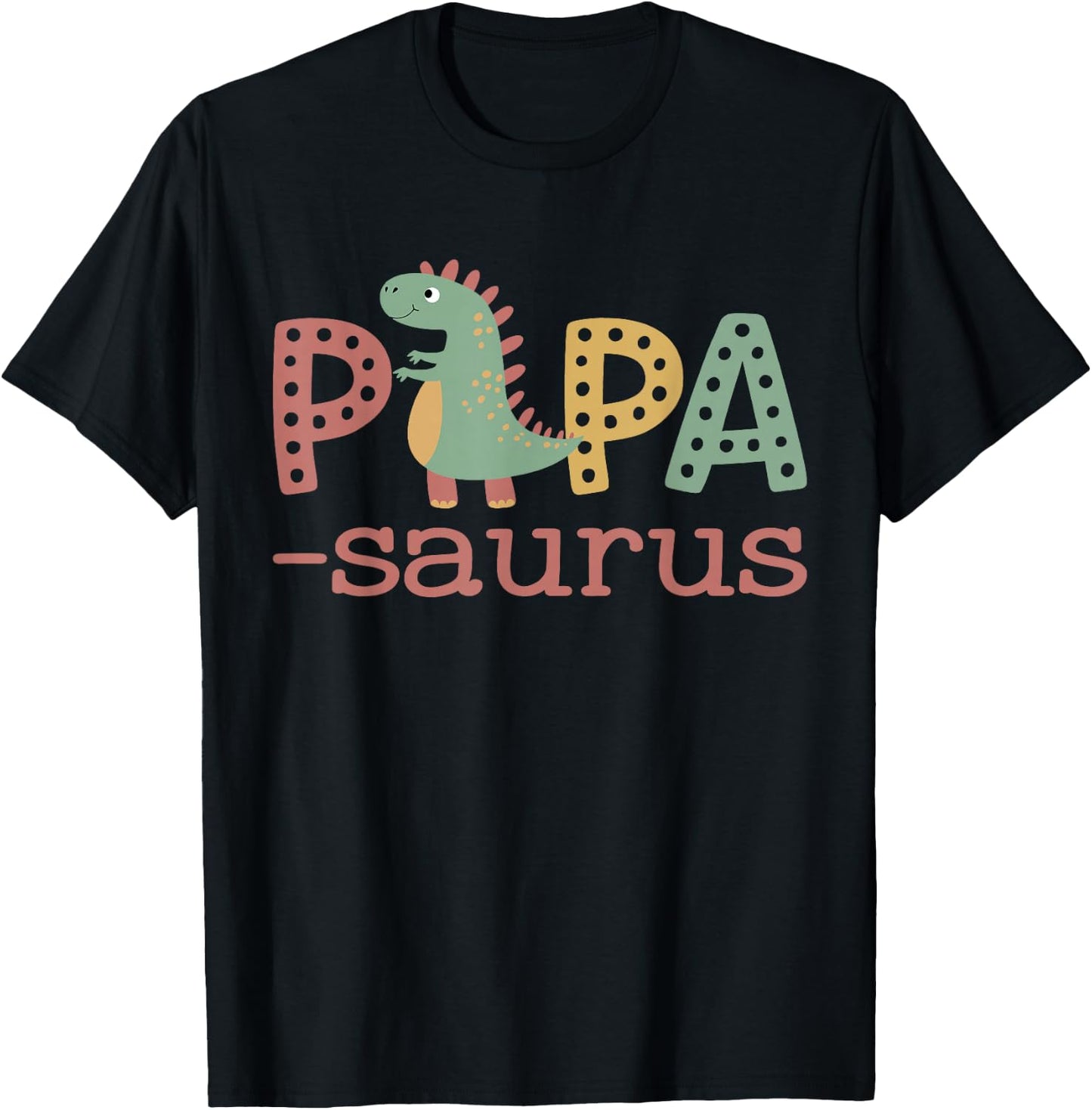 Papasaurus T Rex Dinosaur Papa Saurus Family Matching Retro T-Shirt - T-Shirt | Black