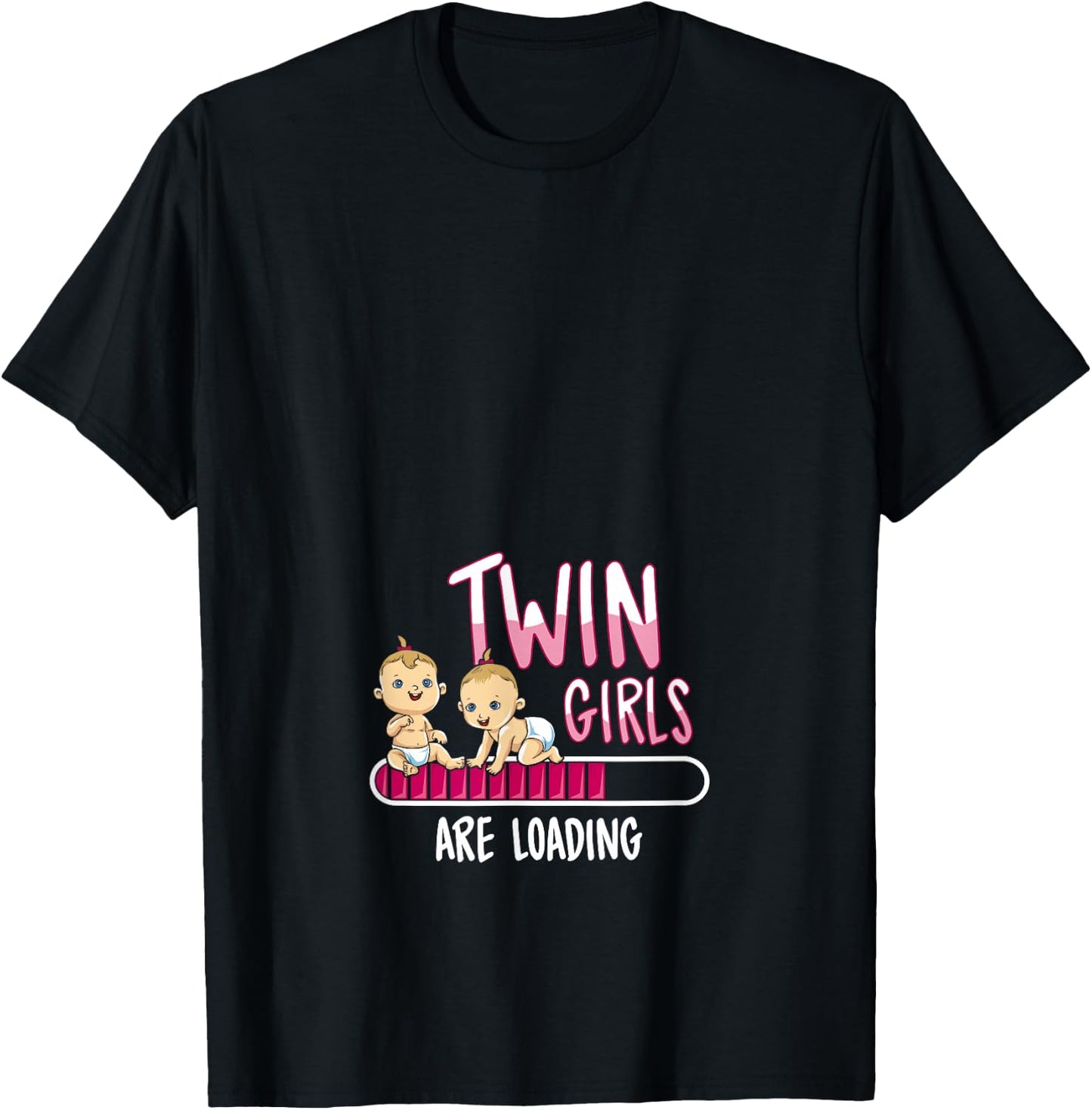 Twin Girls are loading T Shirt Pregnancy Announcement Gift T-Shirt - T-Shirt | Black