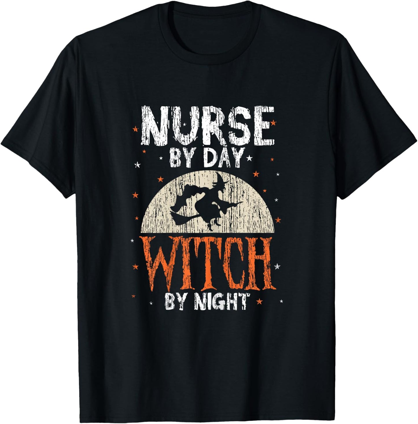 Nurse By Day Witch By Night Halloween Party Outfit T-Shirt - T-Shirt | Black