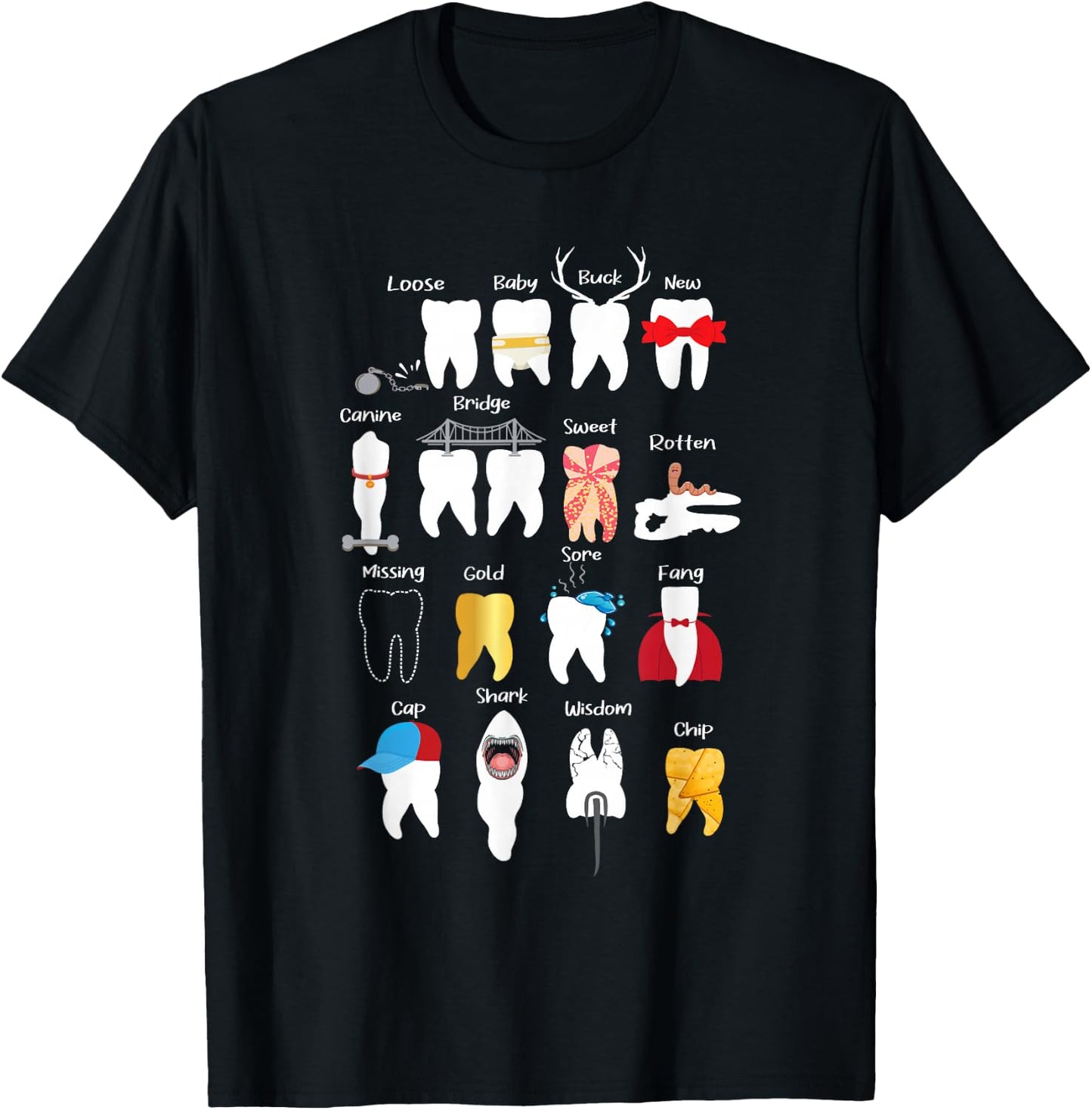 Tooth Designs - Dentist Dentistry Dental Practitioner DDS T-Shirt - T-Shirt | Black