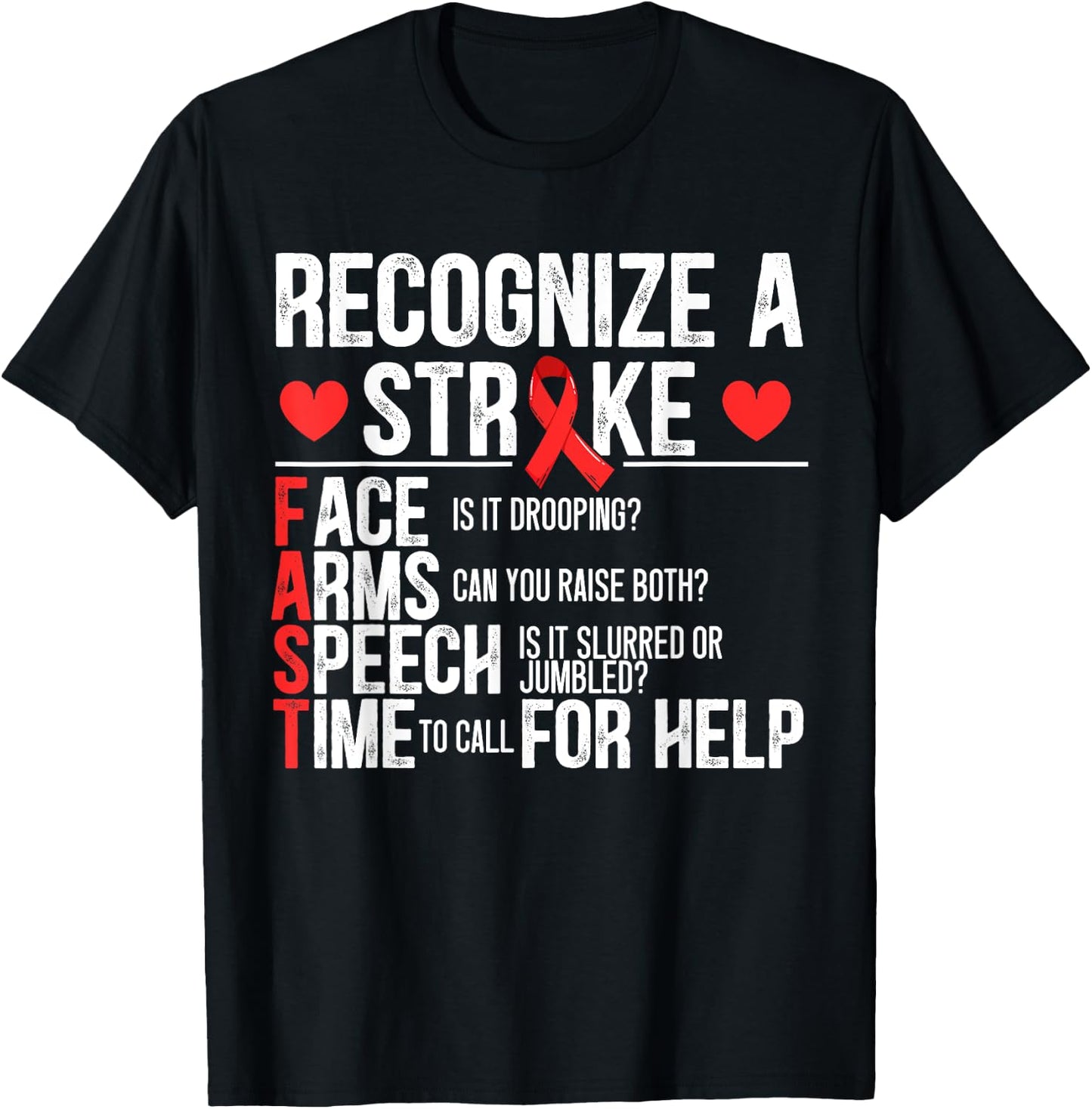 Recognize A Stroke Awareness Brain Attack I Wear Red T-Shirt - T-Shirt | Black