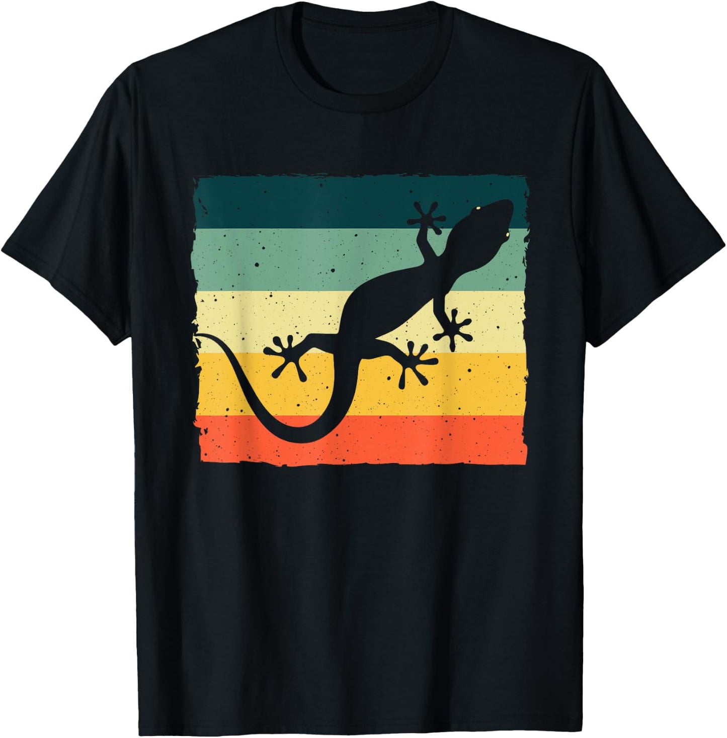 Cool Lizard Women Boy Vintage Crested Leopard Gecko T-Shirt - T-Shirt | Black