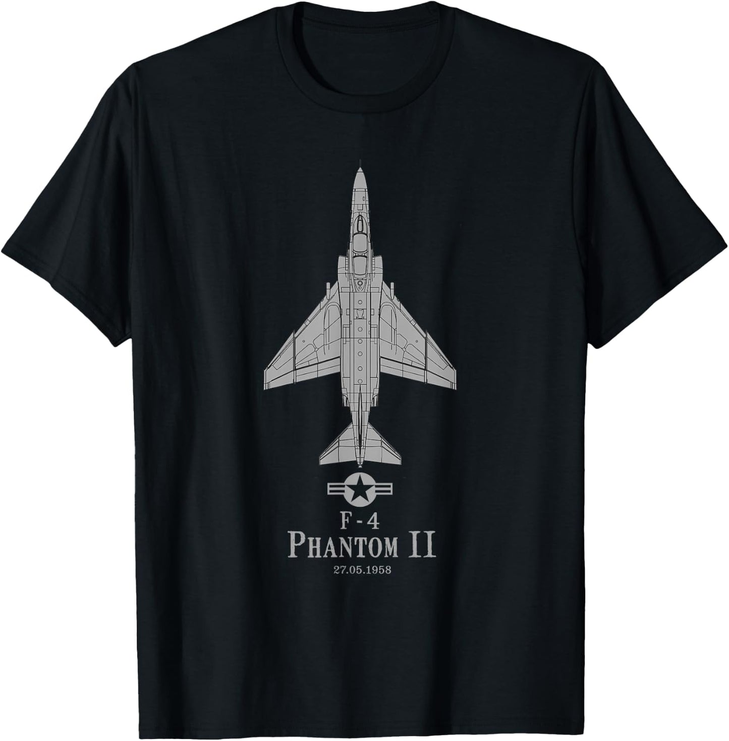 F-4 Phantom II Tech Drawing Cold War Airplane T-Shirt - T-Shirt | Black