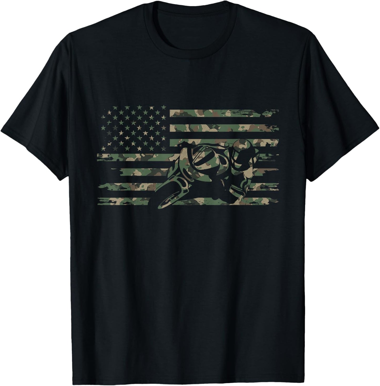 American Flag Camouflage Motorcycle Apparel - Motorcycle Kids Men T-Shirt - T-Shirt | Black