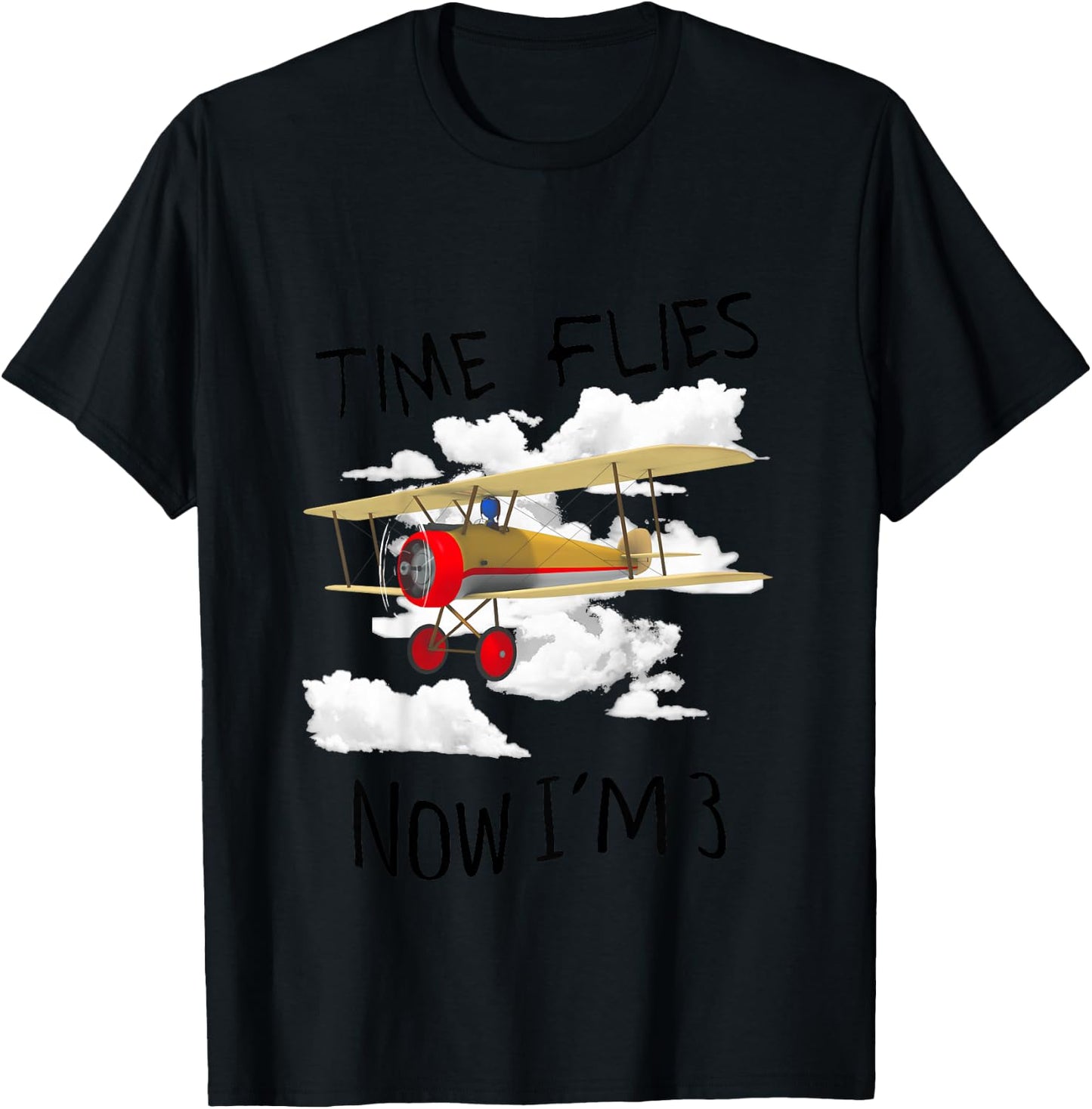 Time Flies Now I'm 3 Airplane T-Shirt - T-Shirt | Black