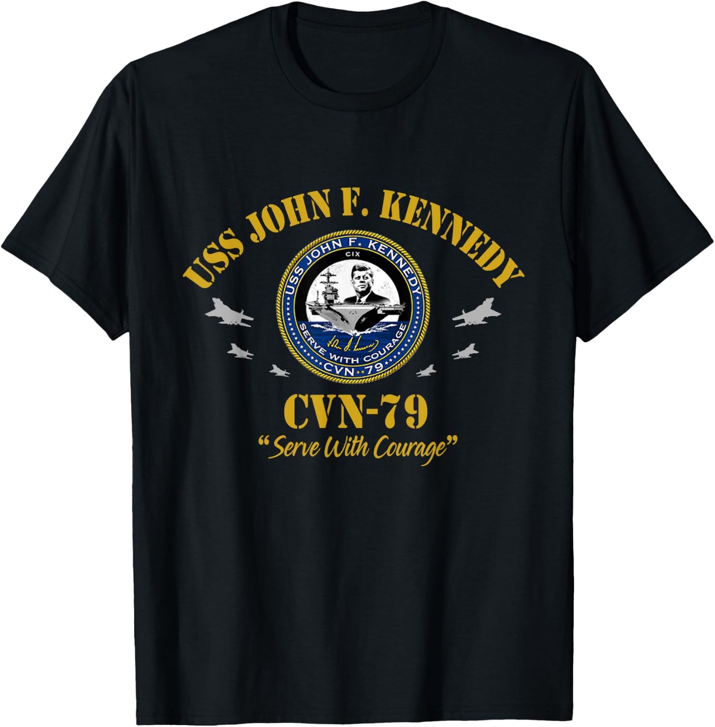 USS John F. Kennedy CVN-79 Aircraft Carrier Veteran Vintage T-Shirt - T-Shirt | Black