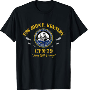 USS John F. Kennedy CVN-79 Aircraft Carrier Veteran Vintage T-Shirt - T-Shirt | Black