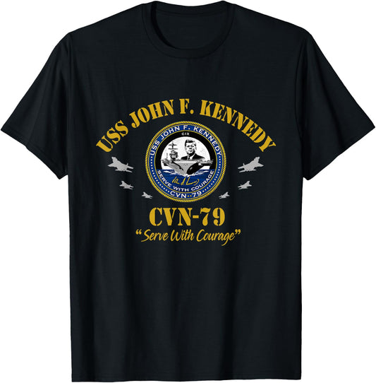USS John F. Kennedy CVN-79 Aircraft Carrier Veteran Vintage T-Shirt - T-Shirt | Black