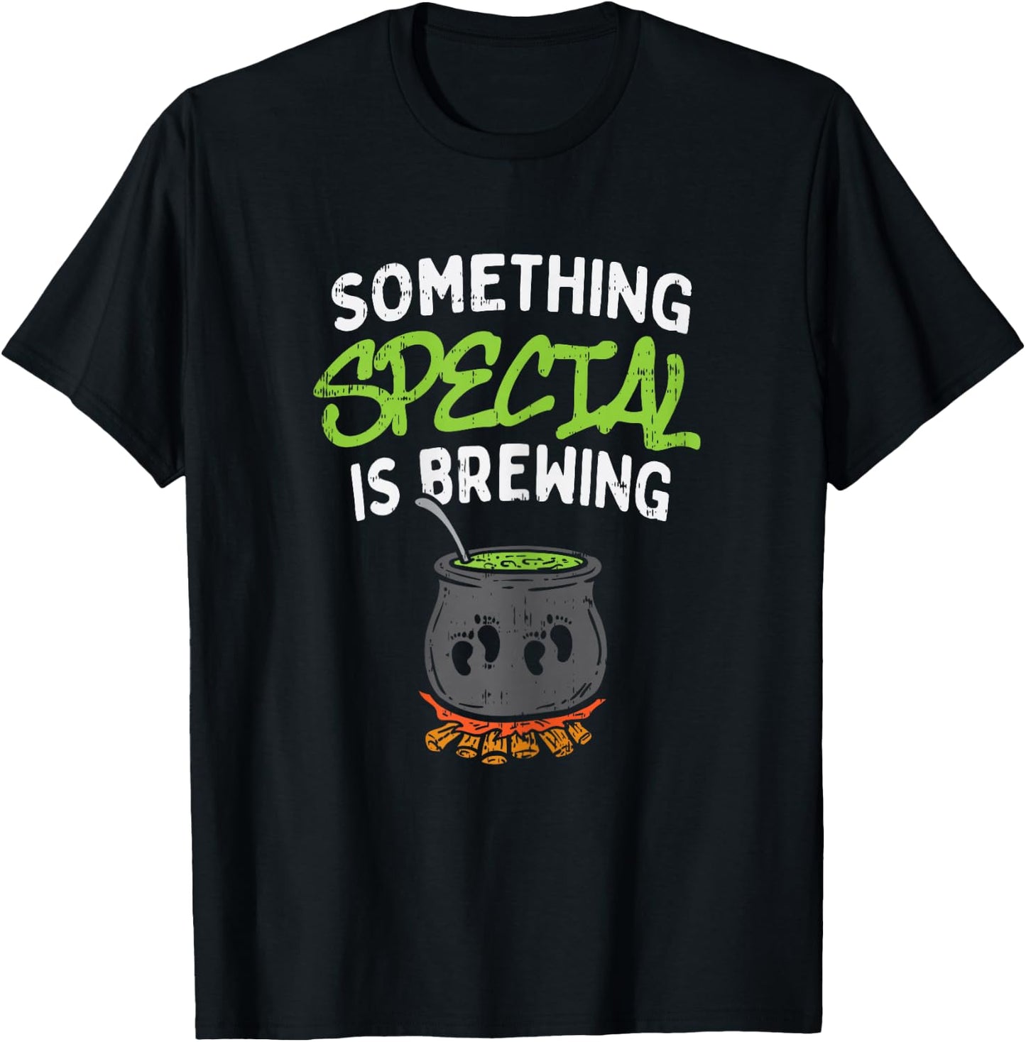 Something Is Brewing Twins Halloween Pregnancy Announcement T-Shirt - T-Shirt | Black