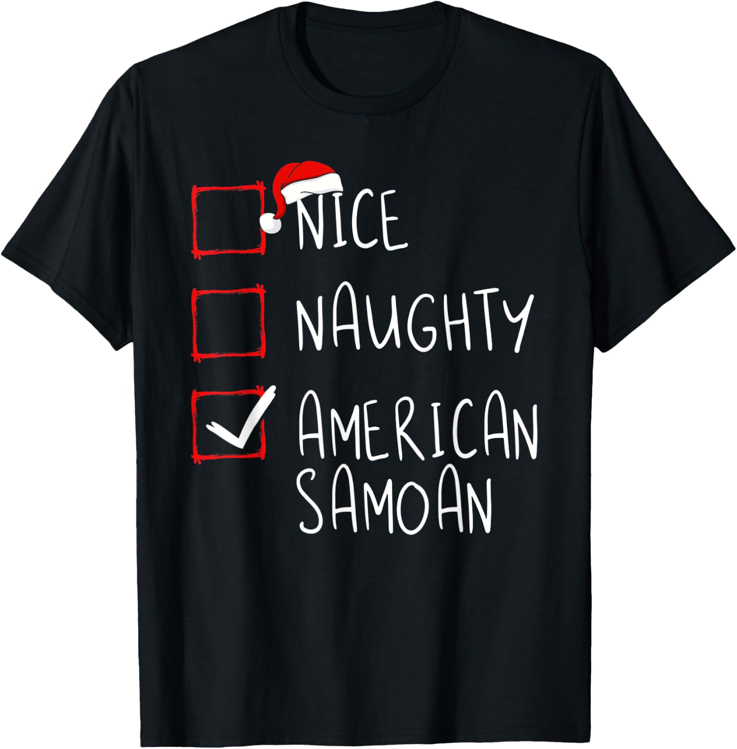 Nice Naughty American Samoan Christmas American Samoa T-Shirt - T-Shirt | Black