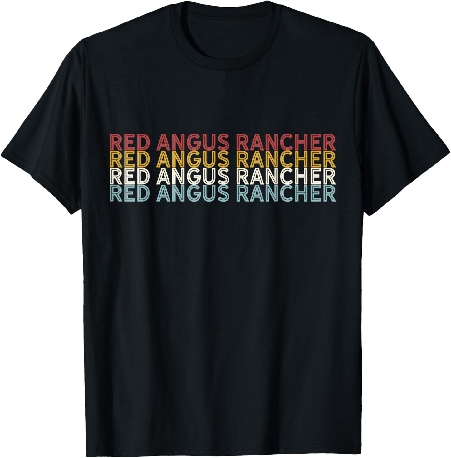 Cattle - Vintage Cow Red Angus Rancher T-Shirt - T-Shirt | Black