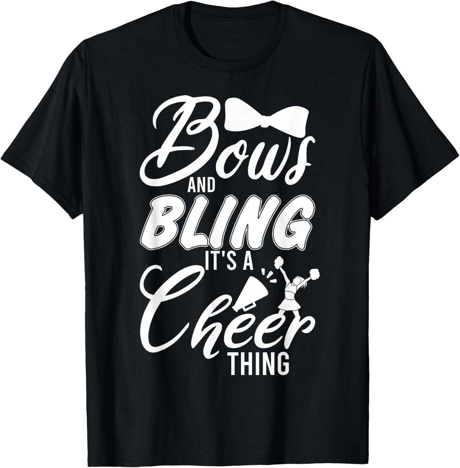 Youth Team Cute Cheerleader Bows And Bling Its A Cheer Thing T-Shirt - T-Shirt | Black