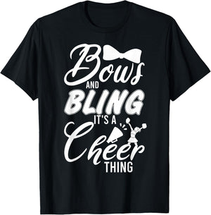 Youth Team Cute Cheerleader Bows And Bling Its A Cheer Thing T-Shirt - T-Shirt | Black