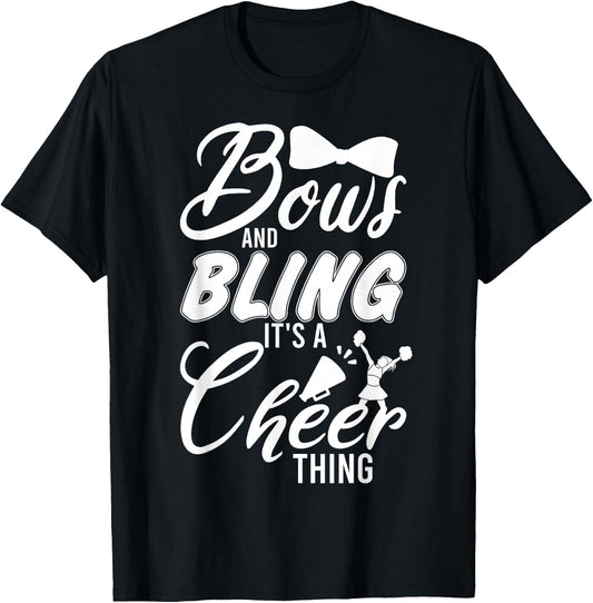 Youth Team Cute Cheerleader Bows And Bling Its A Cheer Thing T-Shirt - T-Shirt | Black