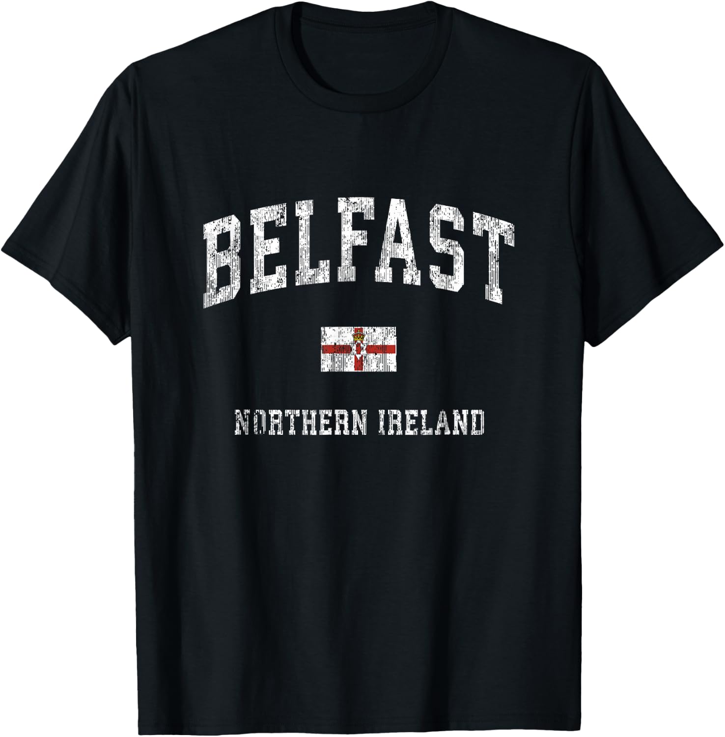 Belfast Northern Ireland Vintage Athletic Sports Design T-Shirt - T-Shirt | Black