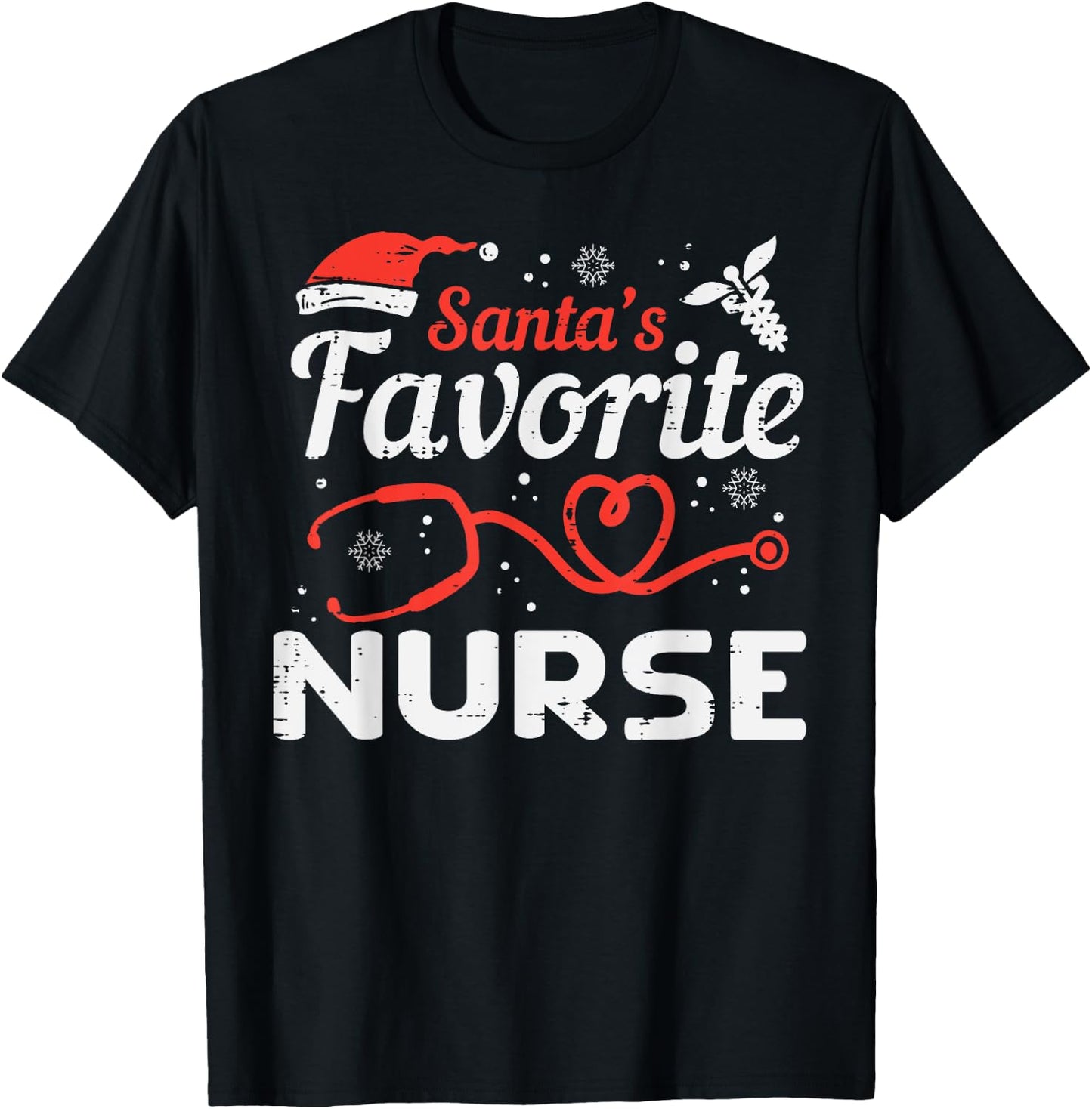 Santas Favorite Nurse Christmas Scrub Xmas RN Men Women T-Shirt - T-Shirt | Black