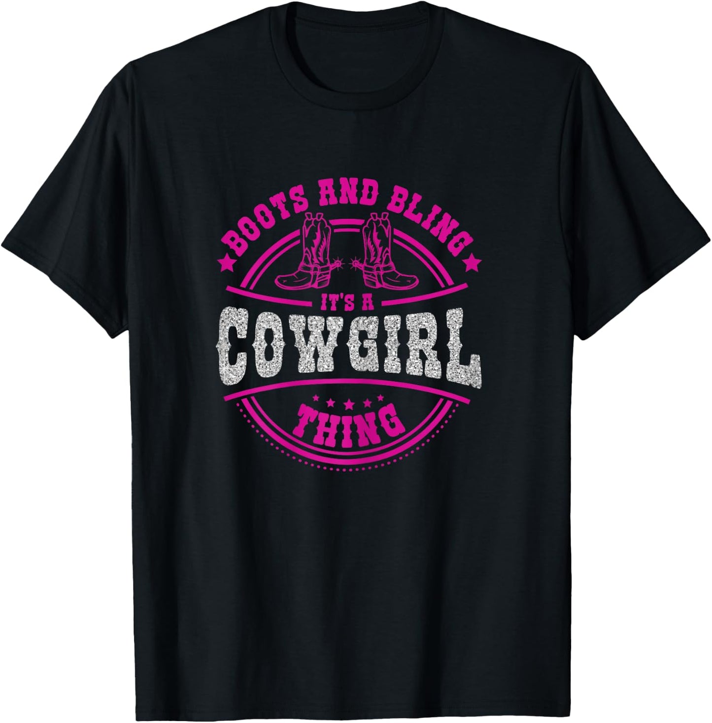 boots & bling it's a cowgirl thing Western women T-Shirt - T-Shirt | Black