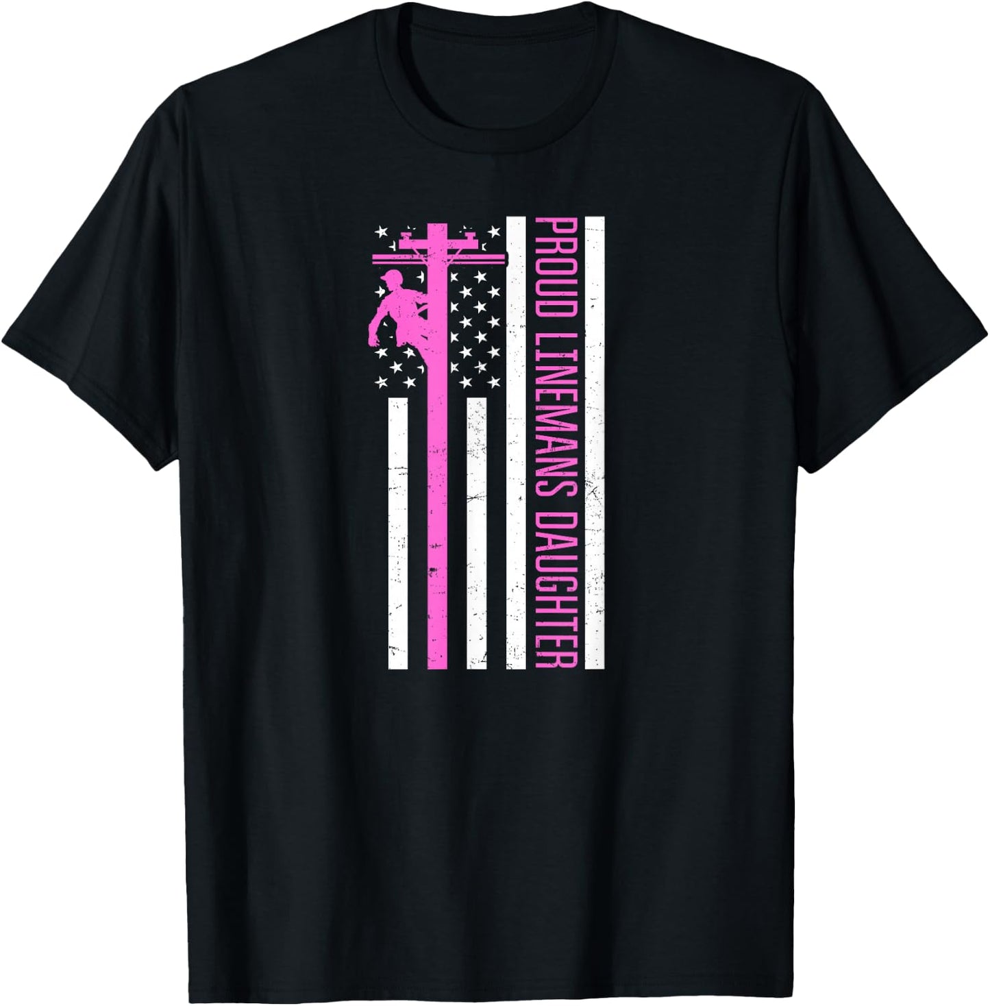 Lineworker Proud Daughter Design Lineman Pole - Men's Black Medium Classic Fit Short Sleeve T-Shirt - T-Shirt | Black