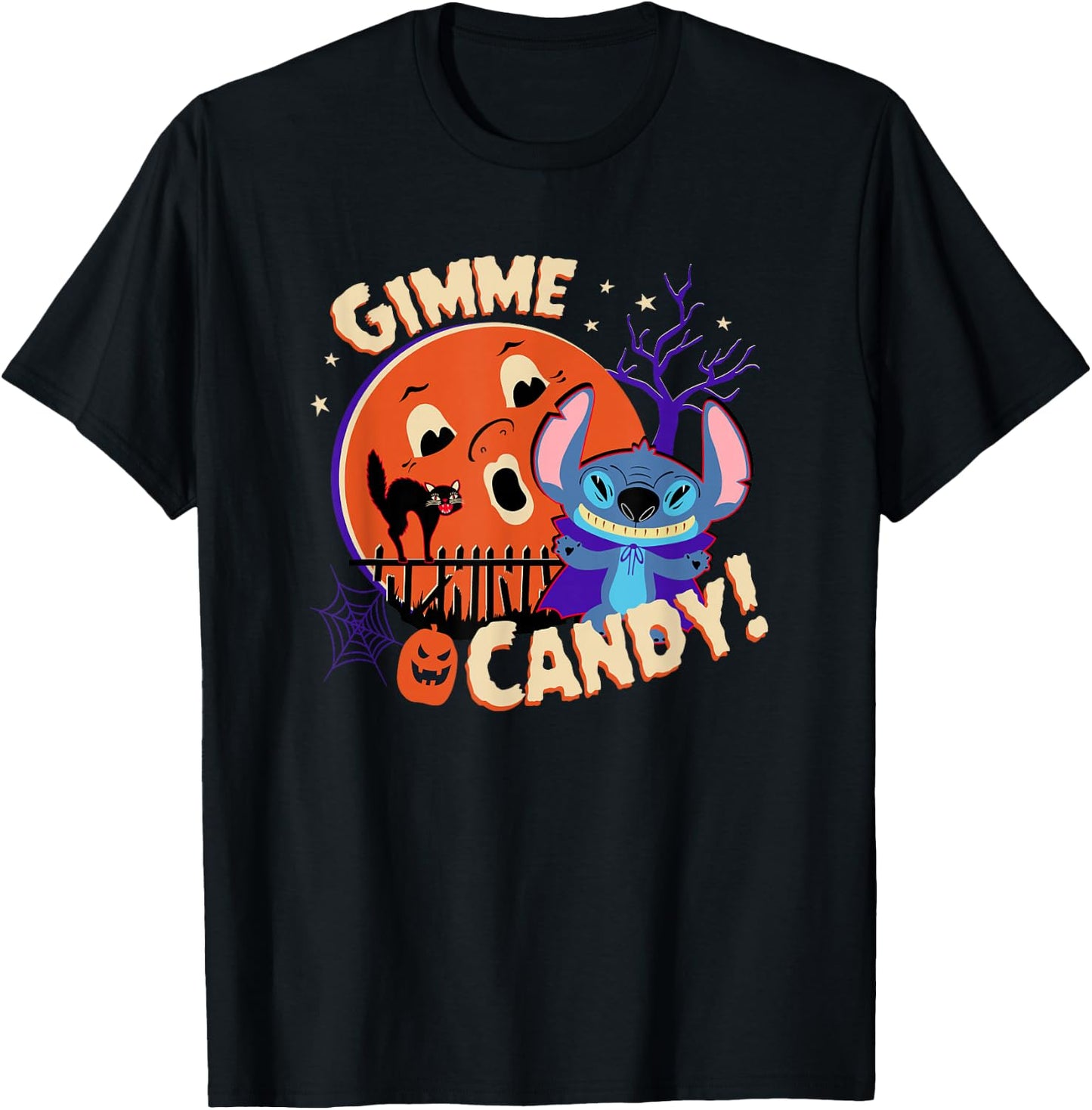 Disney Stitch Gimme Candy Spooky Halloween T-Shirt - T-Shirt | Black