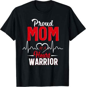 Proud MoM of a Heart Warrior CHD Awareness gift T-Shirt - T-Shirt | Black