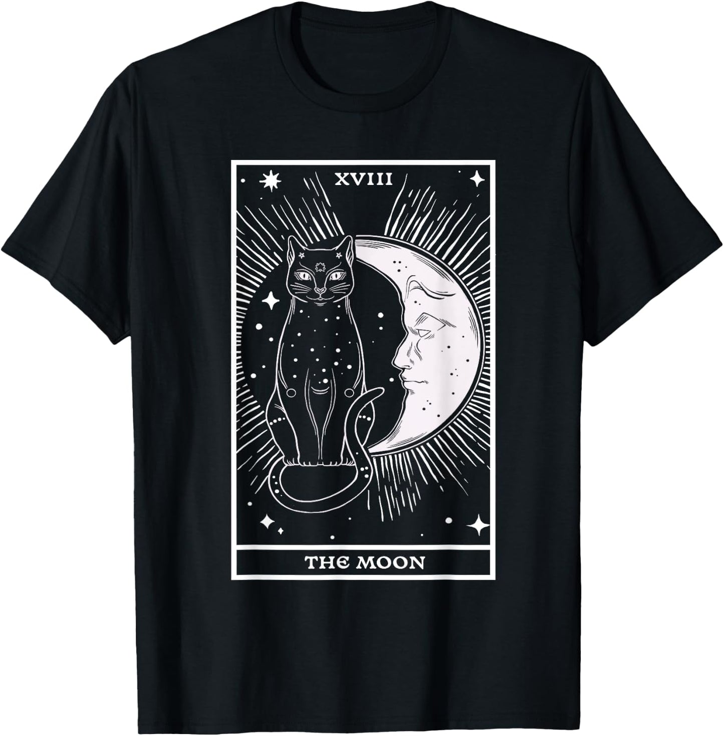 Crescent Moon Cat - Tarot Card Reading Fortune Telling Men Women T-Shirt - T-Shirt | Black