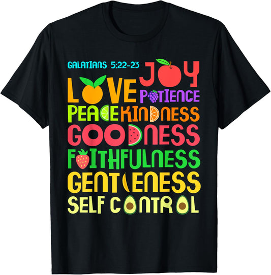 The Fruit of The Spirit - Christian Bible Verse T-Shirt - T-Shirt | Black