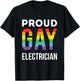 Proud Gay Electrician Rainbow LGBTQ T-Shirt - T-Shirt | Black