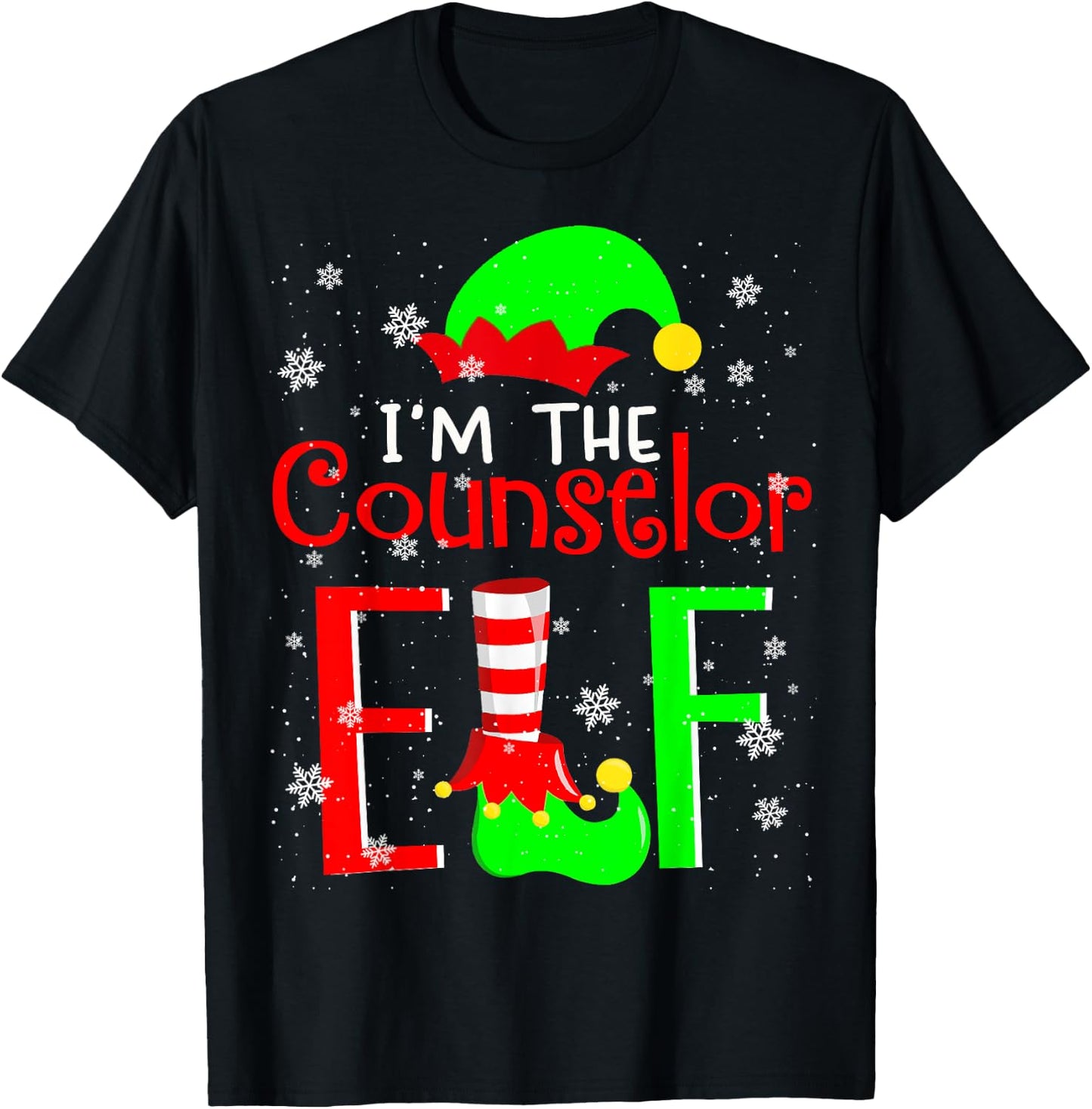 I'm The Counselor ELF Funny Christmas Elf Matching Family T-Shirt - T-Shirt | Black