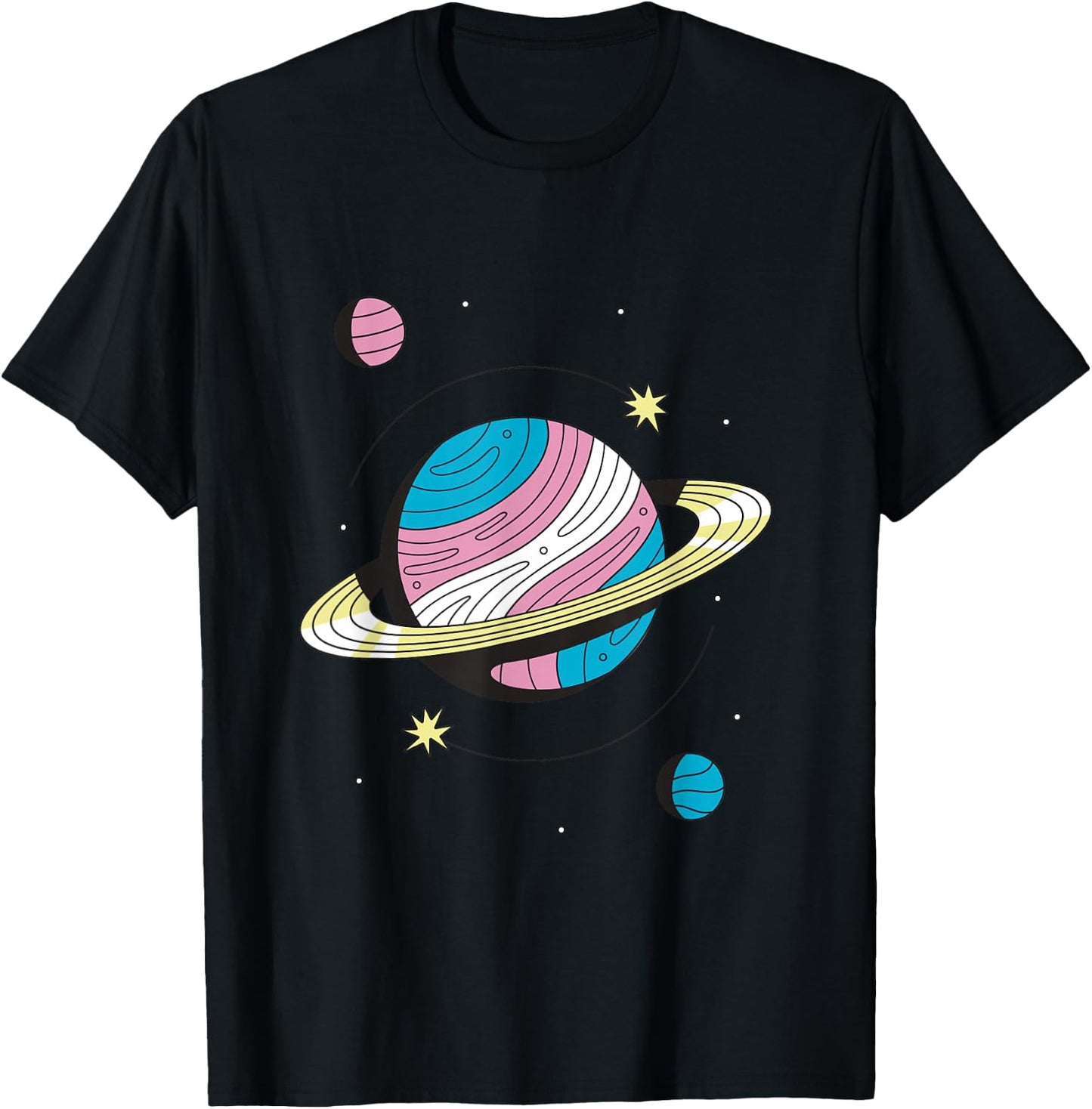Transgender Outers Space Galaxy Planets Trans Pride T-Shirt - T-Shirt | Black