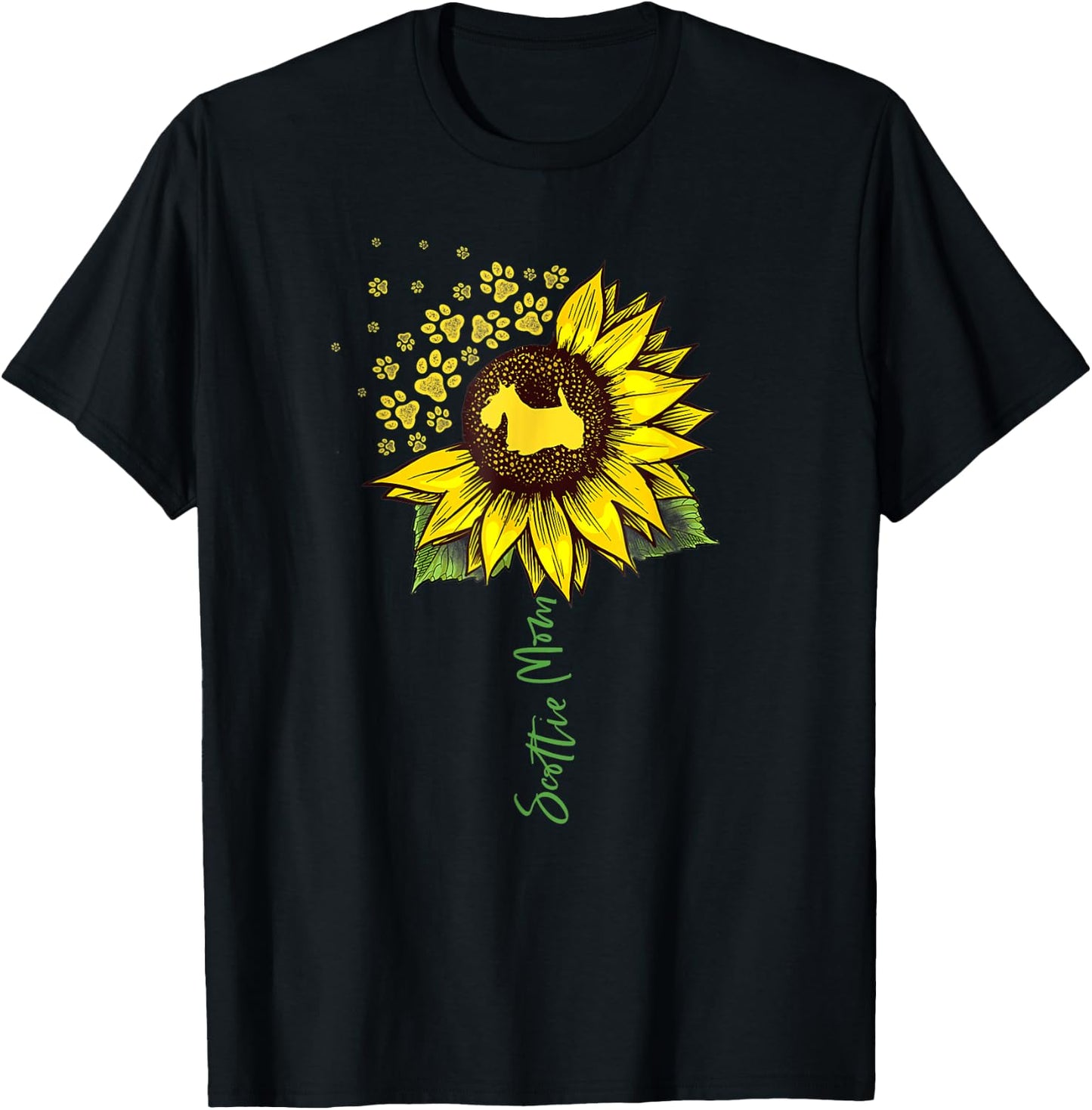 Scottie Mom Sunflower Scottish Terrier Gifts Dog Mom Mama Women Girls Kids T-Shirt - T-Shirt | Black