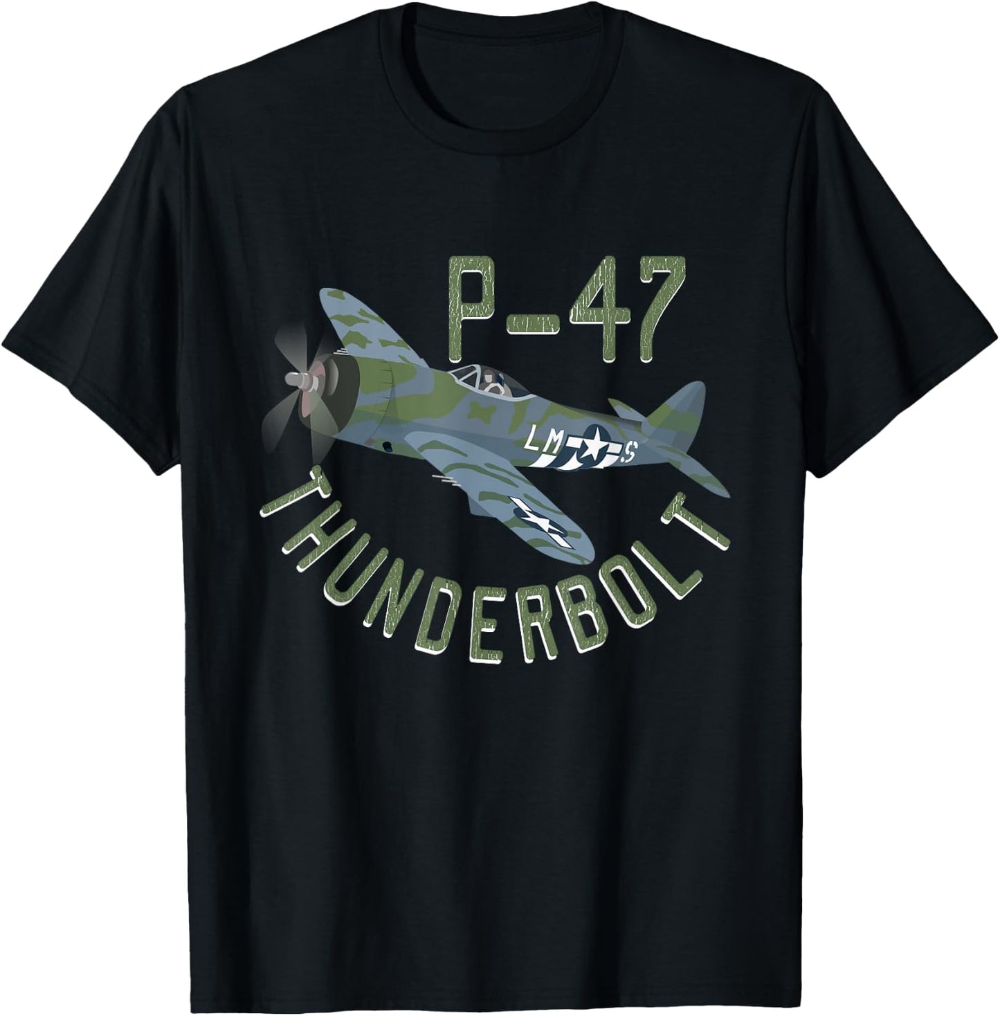 P-47 Thunderbolt Military Vintage Aircraft T-Shirt - T-Shirt | Black