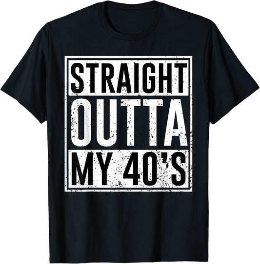 Straight Outta My 40's Birthday Party Matching Family 40 T-Shirt - T-Shirt | Black