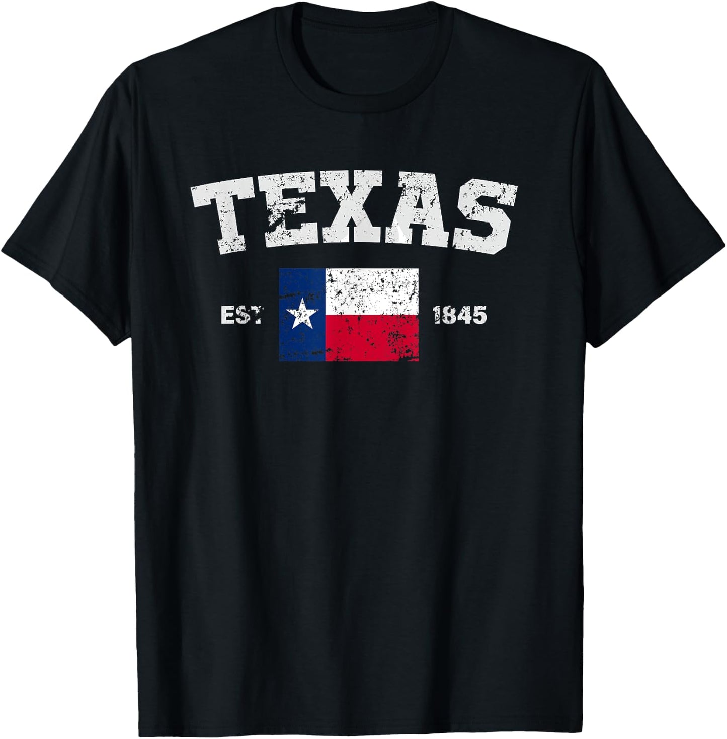 Texas Est. 1845 Texas Flag Cool Vintage Texan Tx Men Women T-Shirt - T-Shirt | Black