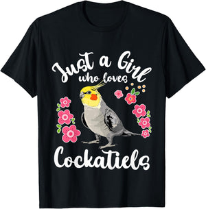 Kids Cockatiel Just a Girl Who Loves Cockatiels T-Shirt - T-Shirt | Black